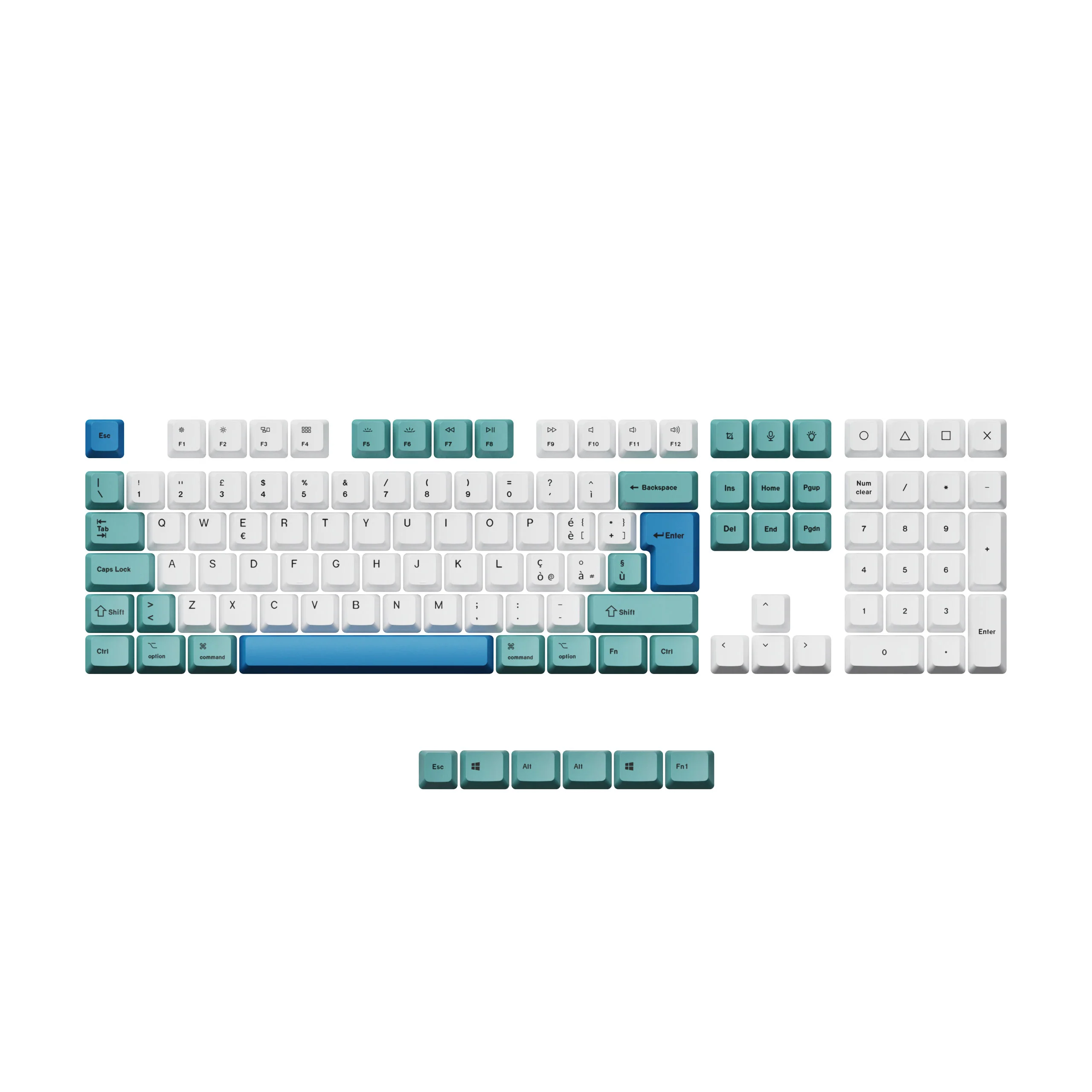 ISO & ANSI L3 OEM Dye-Sub PBT Keycap Set - Iceberg - Image 4