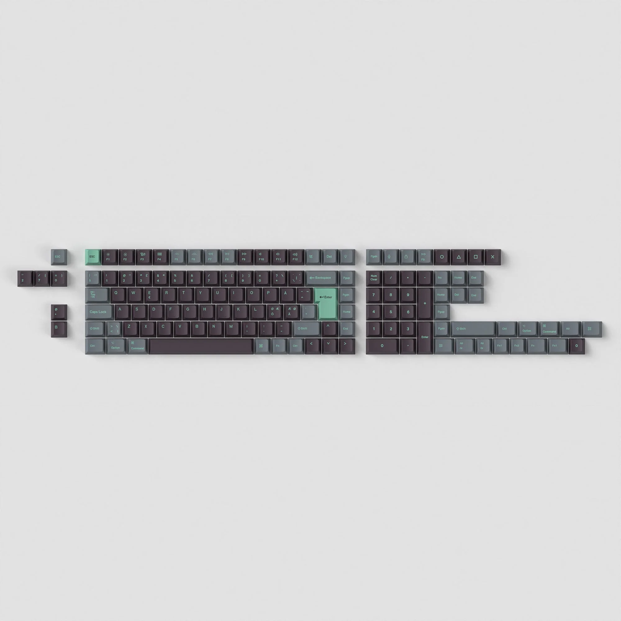 ISO Cherry Profile Dye-Sub PBT Full Set Keycap Set - Hacker Mint - Image 4